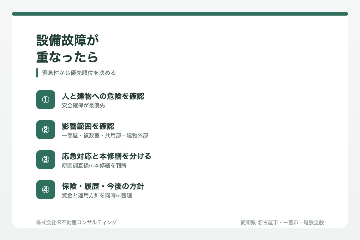 設備故障が重なった時の優先順位を決める図解