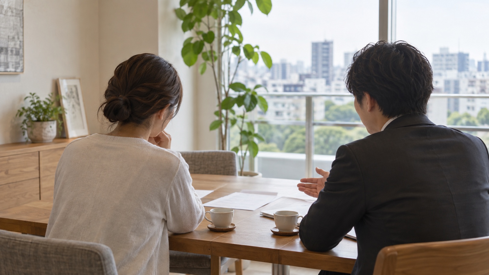 マンション売却について担当者へ相談する様子