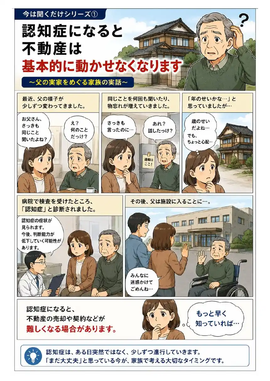 マンガ:認知症になると不動産は基本的に動かせなくなります