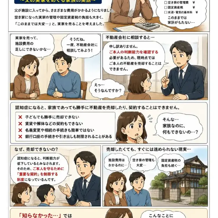 マンガ：実家を売ろうとして初めて現実を知る〜認知症になると家族でも勝手に売却できない〜（今は聞くだけシリーズ②）
